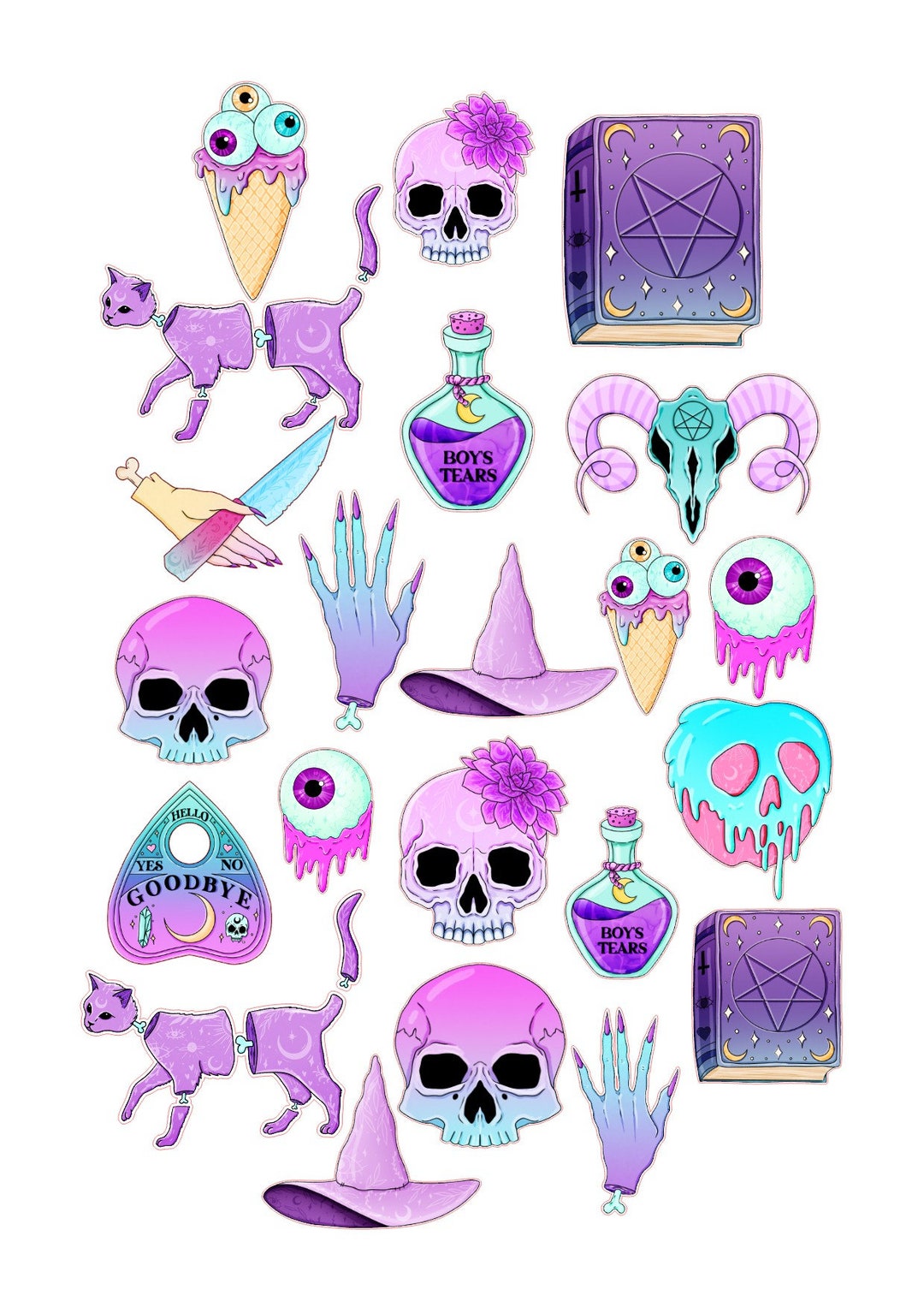 Cute Halloween Pre-cut Cookie Stickers, Edible Halloween Images for  Cookiescupcakes - Etsy