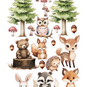 Cake Scene Cute Woodland,  Pre Cut Edible icing sheet, Woodland Cake, Cute Woodland Theme Toppers, Forest Animals, Edible Cake Toppers