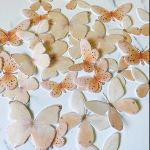 Pack of 28 Peach Wafer Die Cut Butterflies  - Edible wafer paper, Edible butterflies