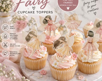 Edible Fairy Cake Toppers – 12 Pre-Cut Wafer Garden Fairies, Fairy Cake Decorations, Fairy Birthday Cupcake Toppers