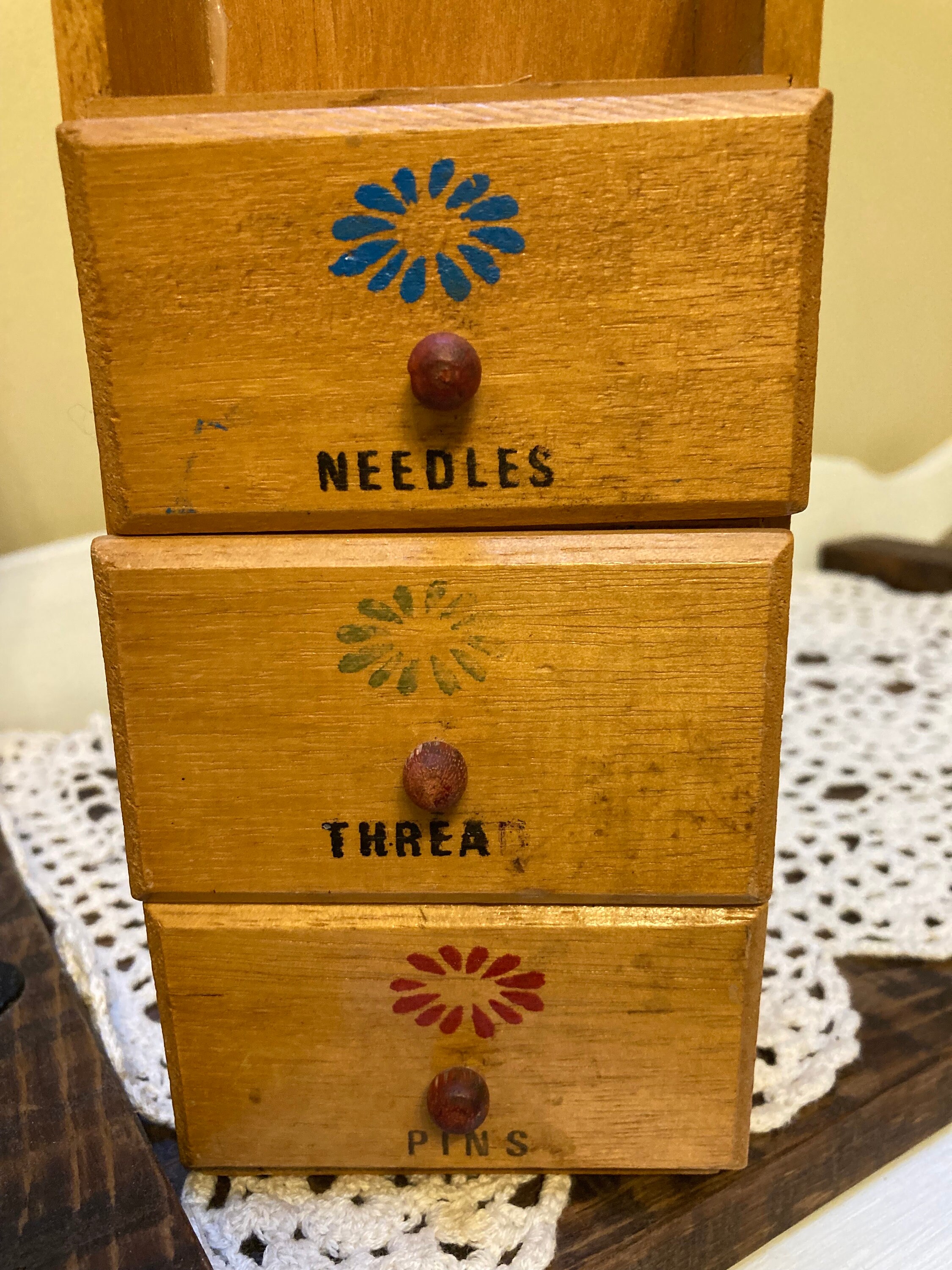 Vintage Sewing Notions Wall Box Sewing Organization Etsy