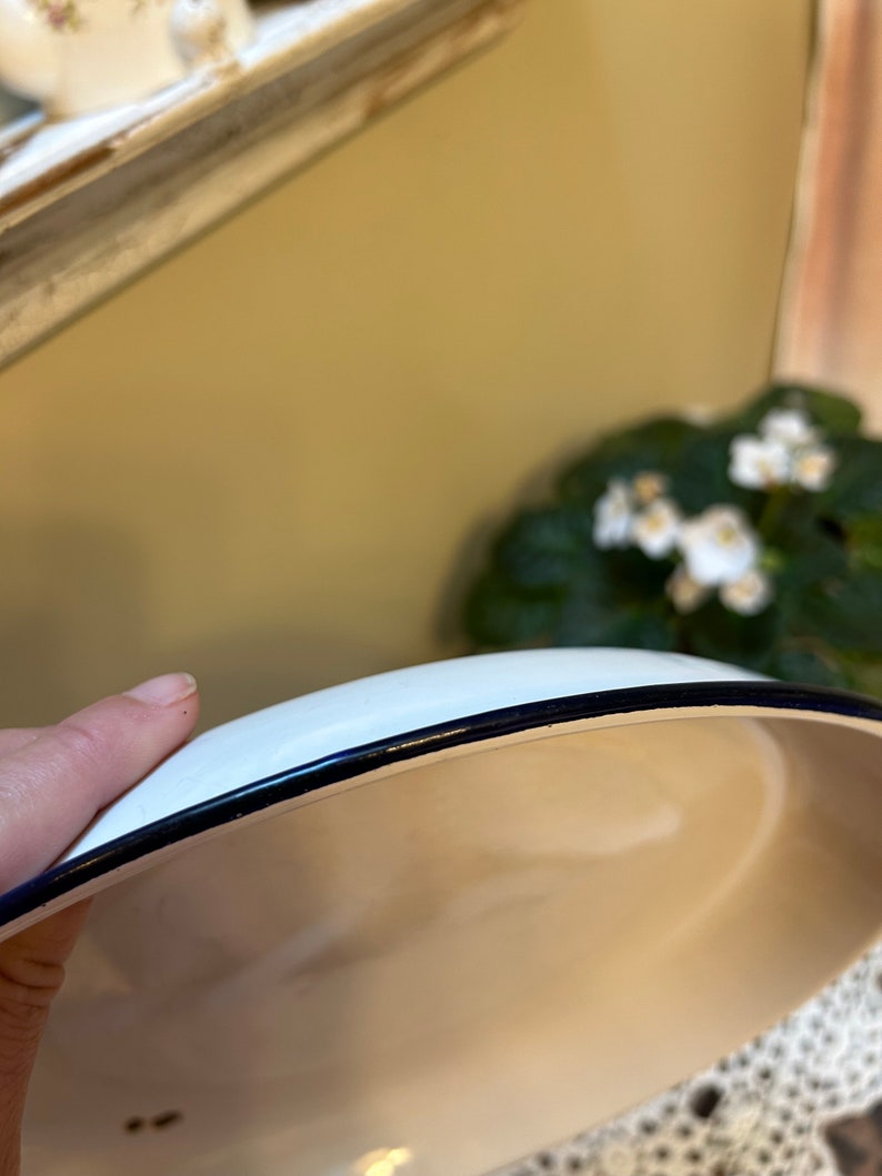 Vintage Enamelware Pan, Vintage Enamelware Plate, Enamelware, Black and