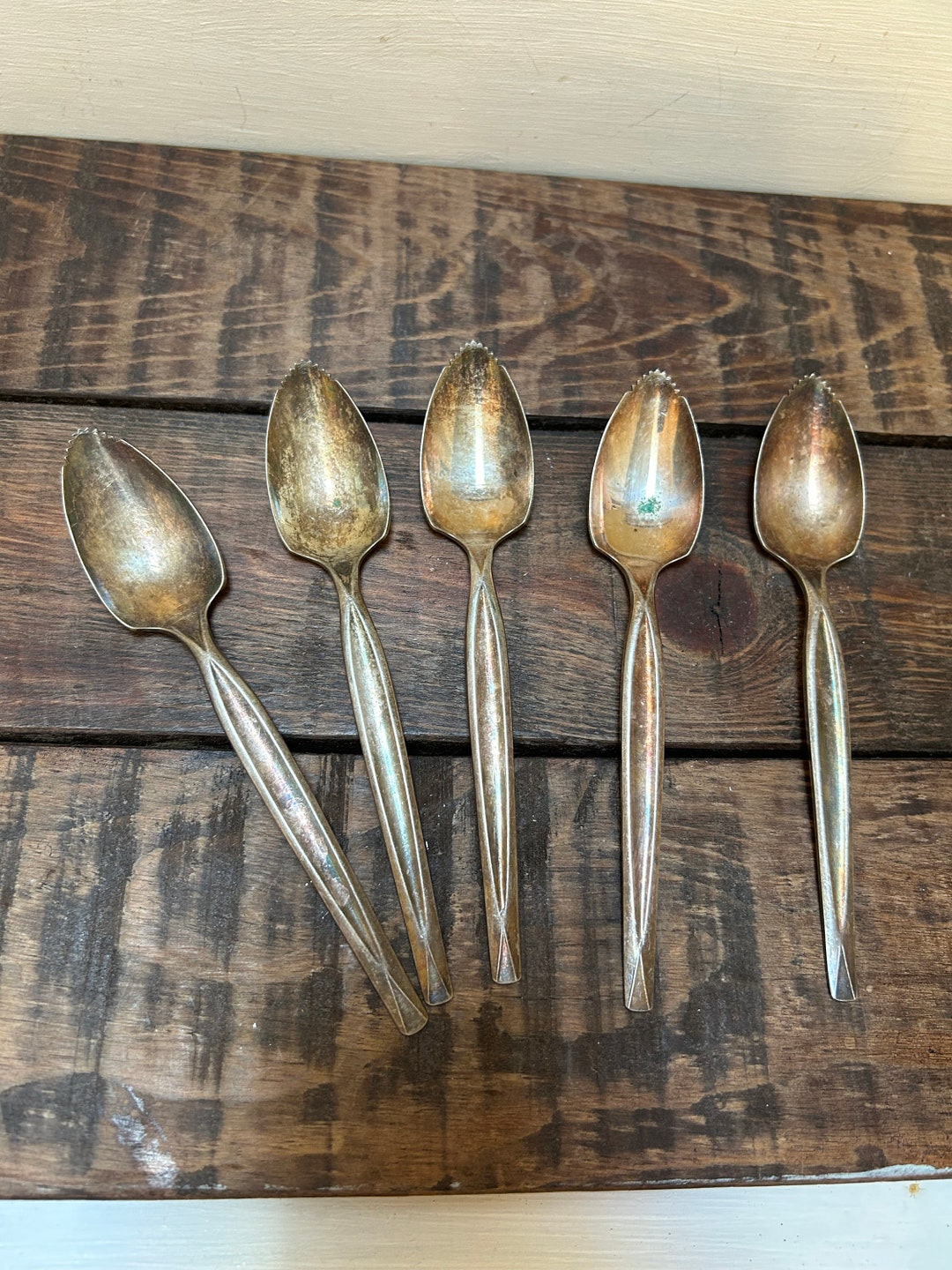 Vintage W Rogers Silver Plate Grapefruit Spoons, Grapefruit Spoons