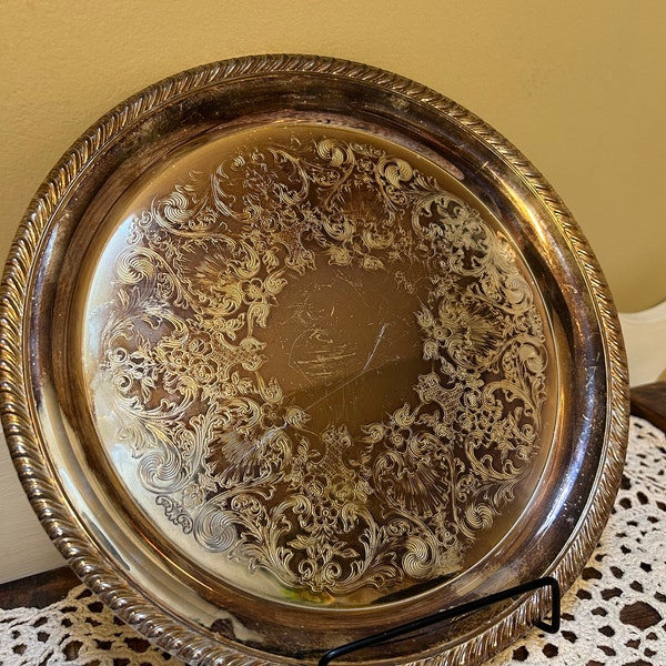 Round Silver Tray Etsy