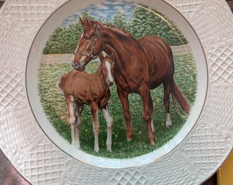 Vintage Burleigh Ironstone Horse plate, gallery wall, Staffordshire England, Horse decor