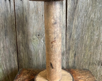 vintage spool, large mill spool, wooden spool, primitive decor