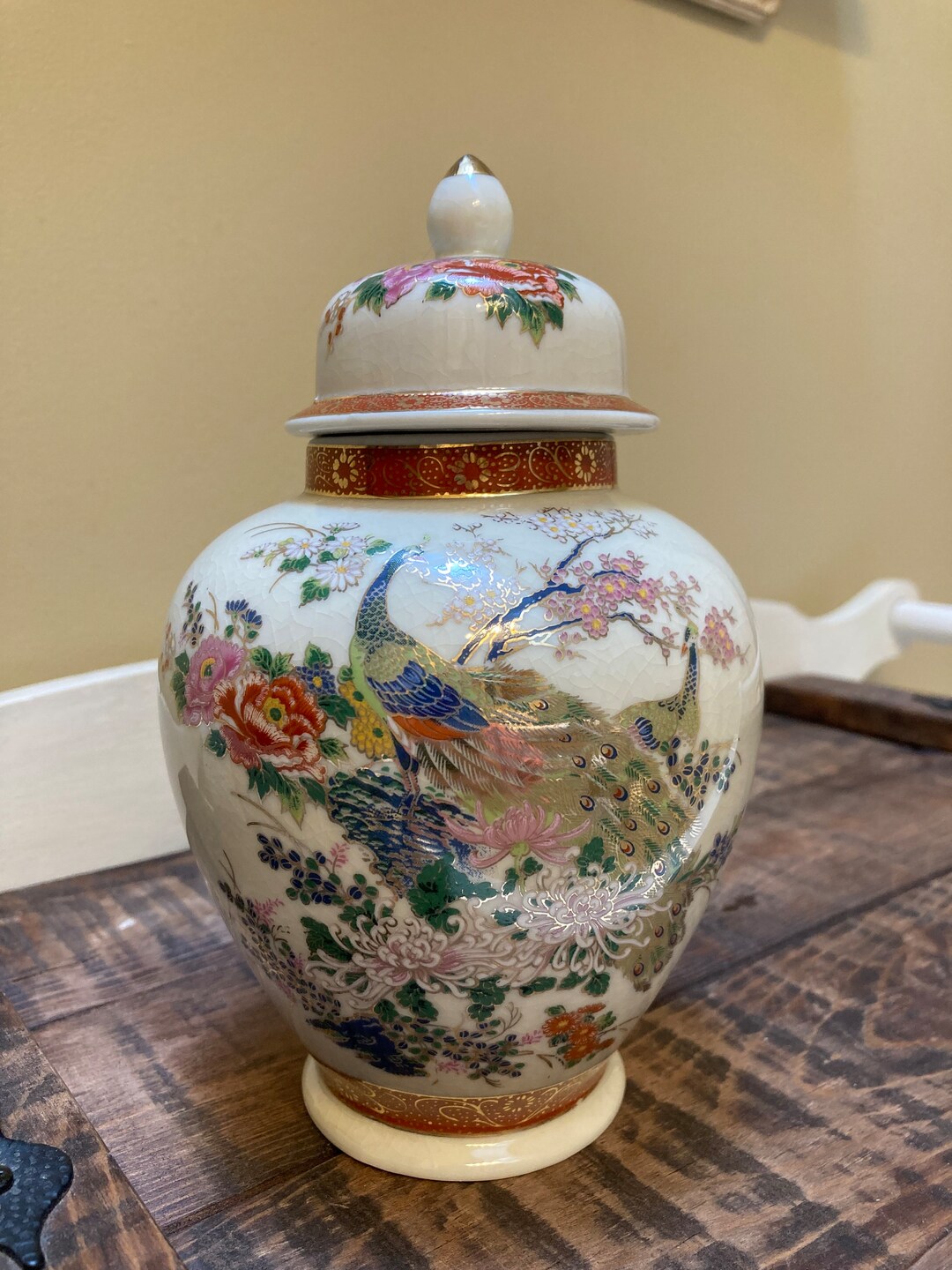 Vintage Satsuma Peacock Ginger Jar Satsuma Peacock Jar Etsy