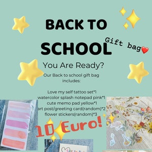 hoitattoo Terug naar schoolbenodigdheden, schoolstartset/stickers/kladblok/wenskaarten/neptatoeages deel 1
