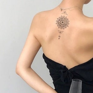 with FREE tattoo gift! large temporary tattoos/back Tattoo/Mandala Tattoo/ephemeral tattoo/holiday tattoo/black