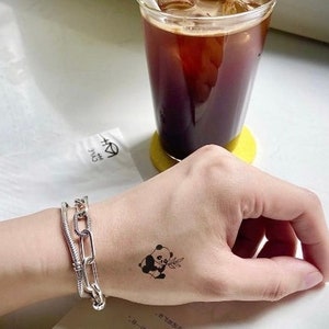 hoitattoo z BEZPŁATNYM tatuażem w prezencie! 6 tymczasowych tatuaży pandy /miniaturowych/mieszanek tatuaży/czarnych