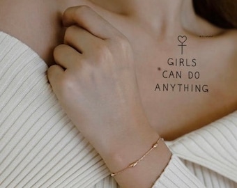 with Free tattoo gift! Empowerment Temporary Tattoo/girls can do anything/you are something magical/inspirational words tattoo series