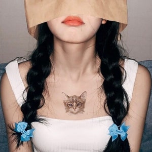 hoitattoo with FREE tattoo gift! /temporary tattoos /cat sketch/two colors/tattoo series/golden/silvery/wrist tattoo