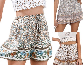 Womens Vintage Boho Shorts | Festival Clothing | Summer Casual Beach Style Shorts