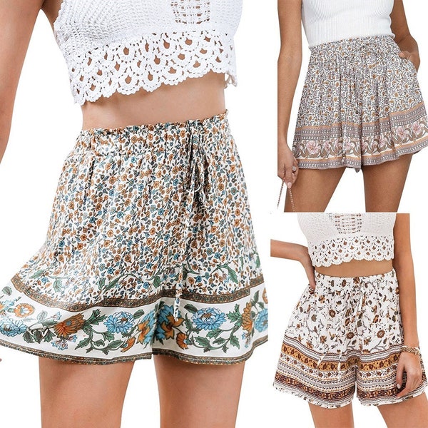 Womens Vintage Boho Shorts | Festival Clothing | Summer Casual Beach Style Shorts