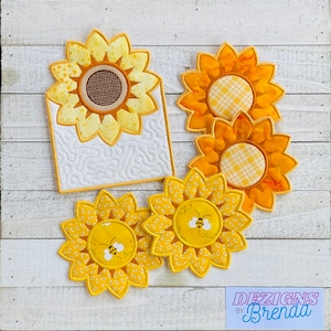 Sunflower Mug Rug, Coasters, Flower, Summertime, Gift