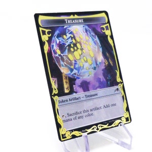 宝物トークン - 神河: ネオン ダイナスティ MTG カード *改変された金箔ビニール* マジック ザ ギャザリング - 手描き、改変、改変、プレゼント
