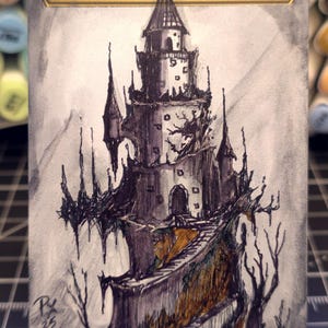 Command Tower - Altered Art Magic the Gathering Card - handgeschilderd, acryl, inkt, uniek.