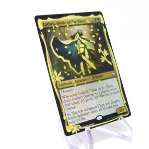 Lathril, Blade of the Elves (Commander) - MTG CARD * Altered gold foil vinyl* Magic the Gathering  foil, gilded, alter, altered, present EDH