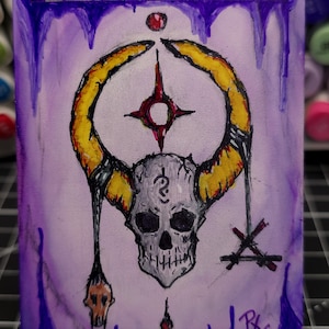 Sol Ring - Demon Skull - Altered Art Magic the Gathering Card, mtg EDH - handgeschilderd, acryl, inkt, uniek.