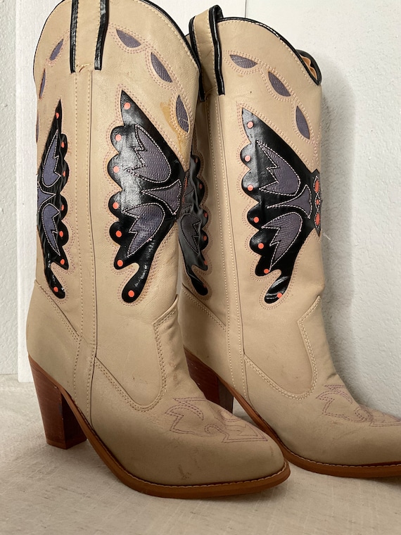 Vintage TOWN & COUNTRY Cowboy Butterfly Boots  Br… - image 2