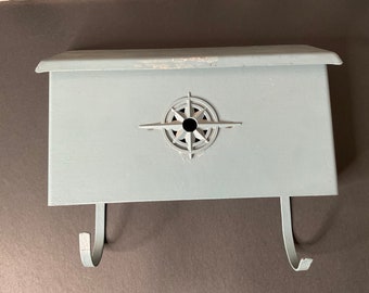 Mail Box Blue /Gray Mcm Vintage Horizontal Wall Mount