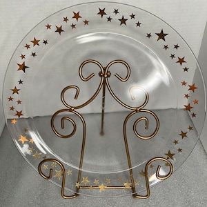 Arcoroc France Gold Star Glass Serving Platter 13”