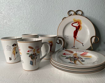 Sakura Glamour Girls Stoneware Coffe/tea Mug & Plate Set