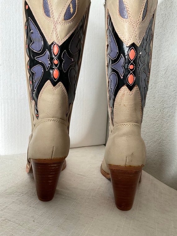 Vintage TOWN & COUNTRY Cowboy Butterfly Boots  Br… - image 5
