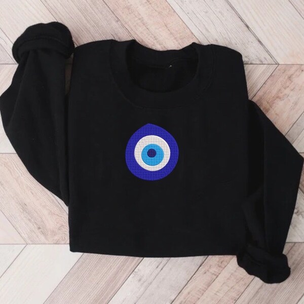 Evil eye cute sweatshirt embroidered pullover Y2K style embroidered unisex vintag pullover all evil eye colors customized evil eye shirt