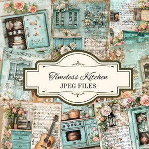 Kit de journal indésirable | Belle cuisine vintage | Pages de journal antiques imprimables | Éphémères | Téléchargement numérique | Papier pour scrapbooking | Fleurs
