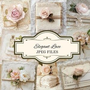 Romantische Spitze und Rose Digital Paper Pack, Scrapbook Papier Kit, Shabby Chic Junk Journal Printables für Handwerk & Journaling, weich und reizend