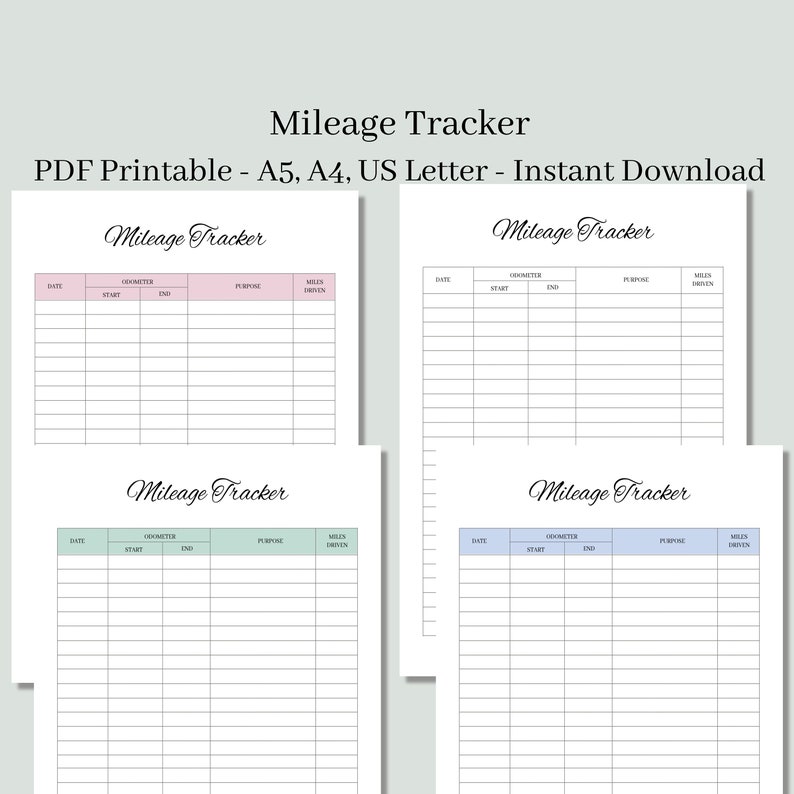 Mileage Tracker Printable Printable Mileage Log Checklist Etsy