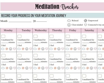 Meditation Tracker | INSTANT DOWNLOAD | Daily Meditation Journal | Routine Tracker | Meditation Log | Daily Habit Tracker
