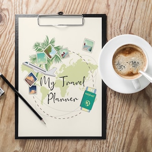 Planificador de viajes imprimible / DESCARGA INSTANTE / Itinerario de viaje / Planificador de viajes / Lista de empaque / Planificador de vacaciones de viaje / Ahorros de vacaciones