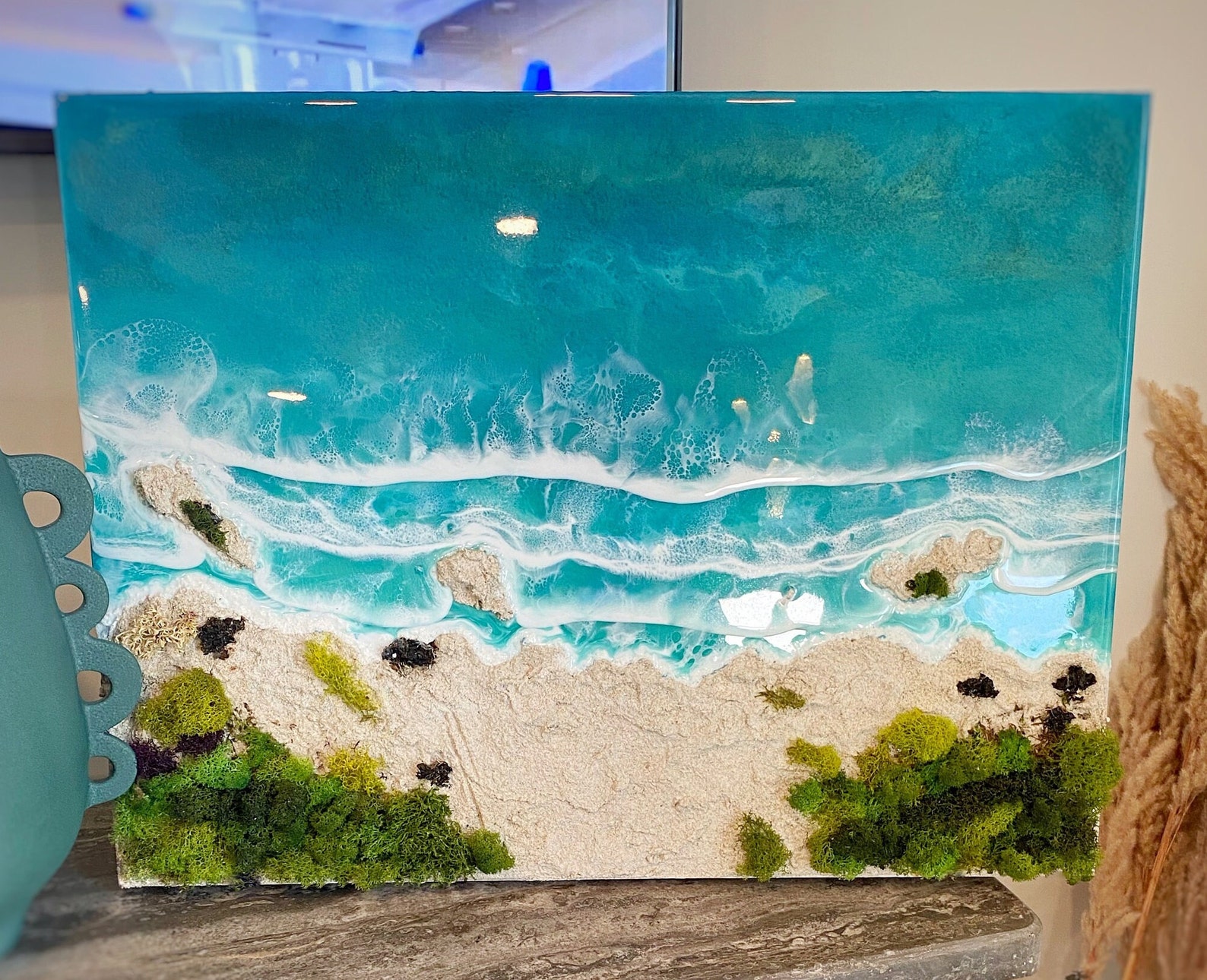 Mixed Media Resin Coastal Wall Art Beach Theme Home Decor Coastal Ocean ...