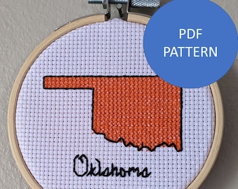 Patrón de punto de cruz de Oklahoma (solo patrón PDF)