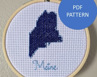 Patrón de punto de cruz de Maine (solo patrón PDF)