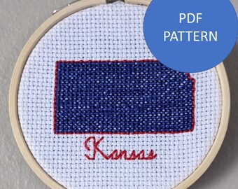 Patrón de punto de cruz de Kansas (solo patrón PDF)