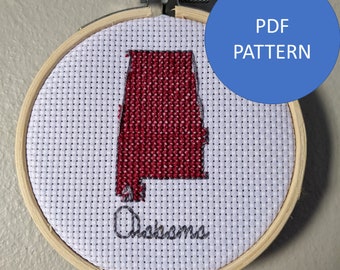Patrón de punto de cruz de Alabama (solo patrón PDF)