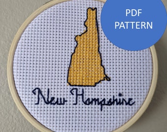 Patrón de punto de cruz de New Hampshire (solo patrón PDF)