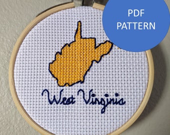 Patrón de punto de cruz de Virginia Occidental (solo patrón PDF)