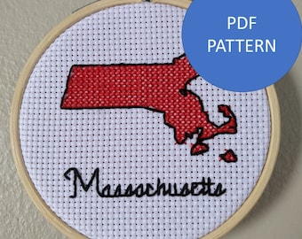 Patrón de punto de cruz de Massachusetts (solo patrón PDF)
