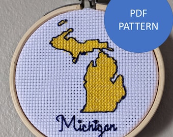 Patrón de punto de cruz de Michigan (solo patrón PDF)
