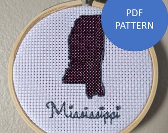 Patrón de punto de cruz de Mississippi (solo patrón PDF)