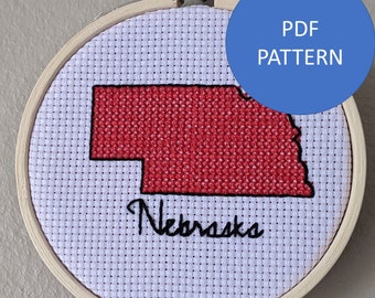 Patrón de punto de cruz de Nebraska (solo patrón PDF)