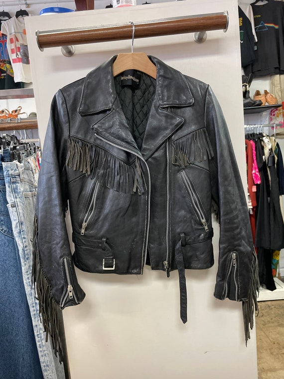 Harley Davidson 1990s Black Leather Jacket