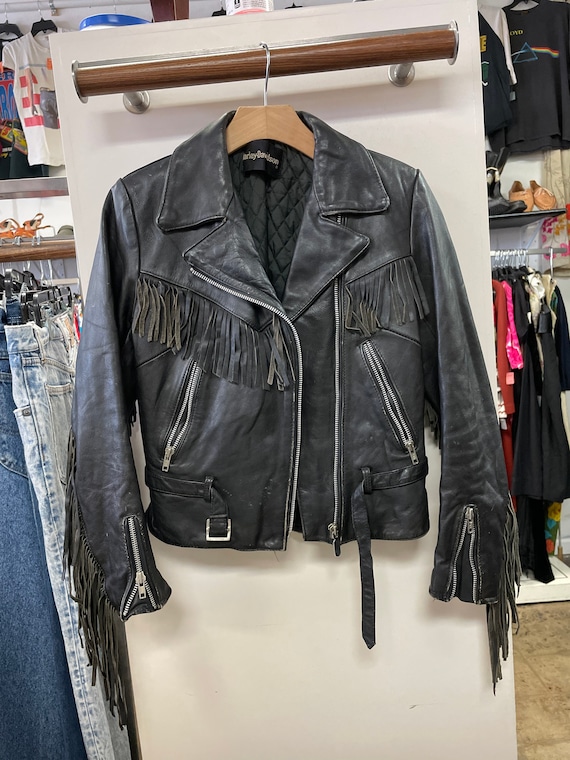 Harley Davidson 1990s Black Leather Jacket