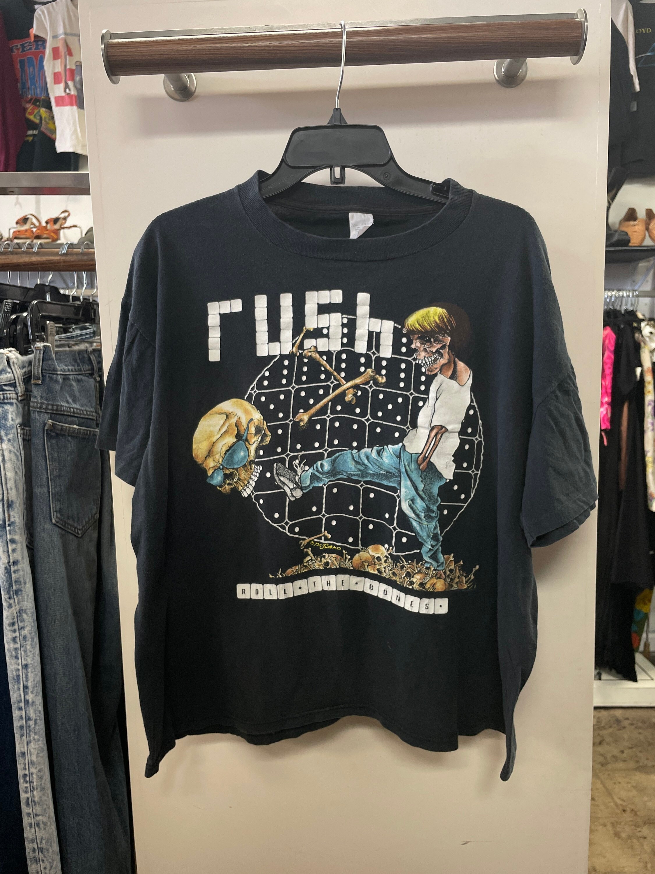 RUSH 90s VINTAGE Tシャツ ROLL THE BONES Vtg 90s Rush “Roll The Bones” Shirt Black Cotton Unisex Size