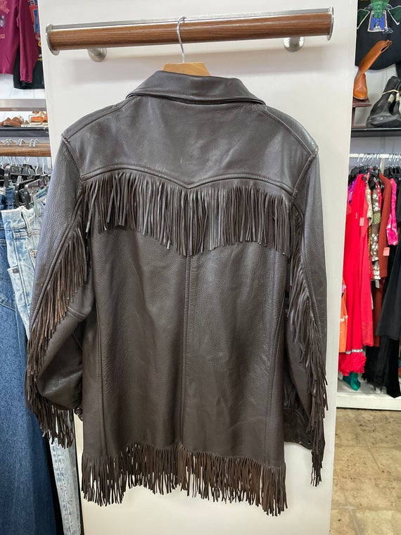 1950s Brown Leather Fringe Jacket - image 4