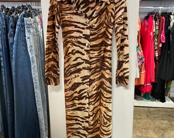 1970s Classy Elegant Tiger Print Dress